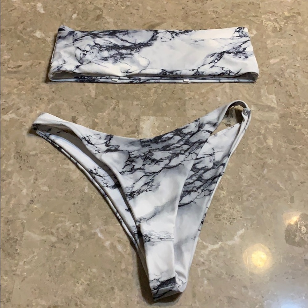 Zaful marble bikini top and bottoms